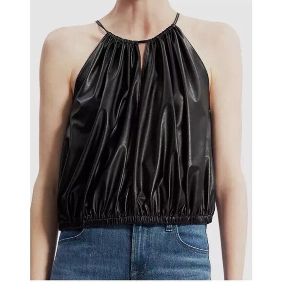 Theory Women's Black Halter Neck Gathered Camisole Blouse Top Size M - Picture 1 of 8